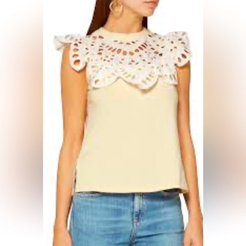 See by Chloé Lace Neck Tank Top size XS